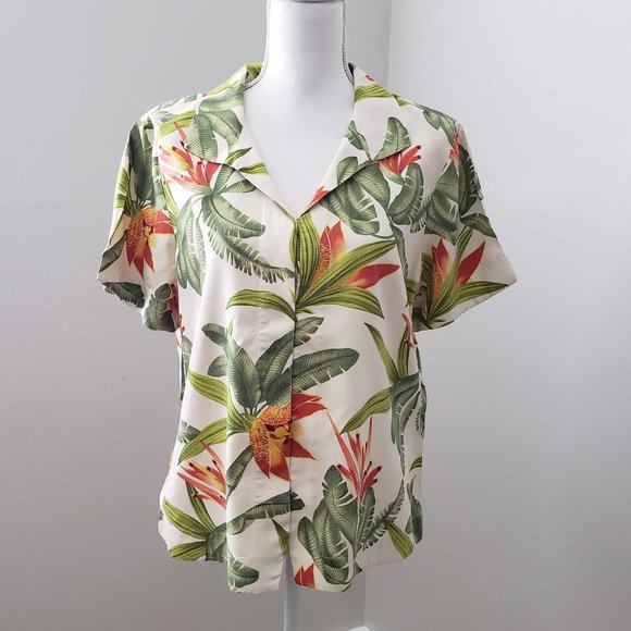 Tommy Bahama Tops - Tommy Bahama Tropical Paradise Collared Silk Buttoned Camp Shirt Size XL